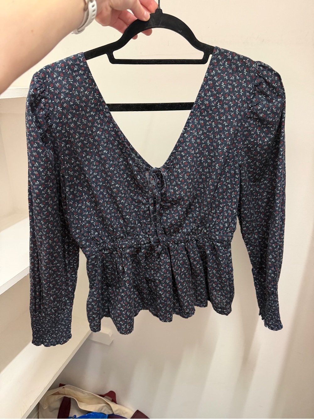Madewell Women’s Floral Peplum Long-Sleeve Blouse